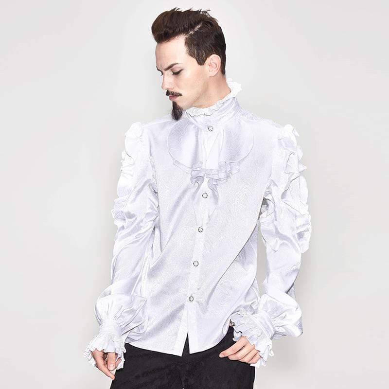 mens white ruffled dress shirt