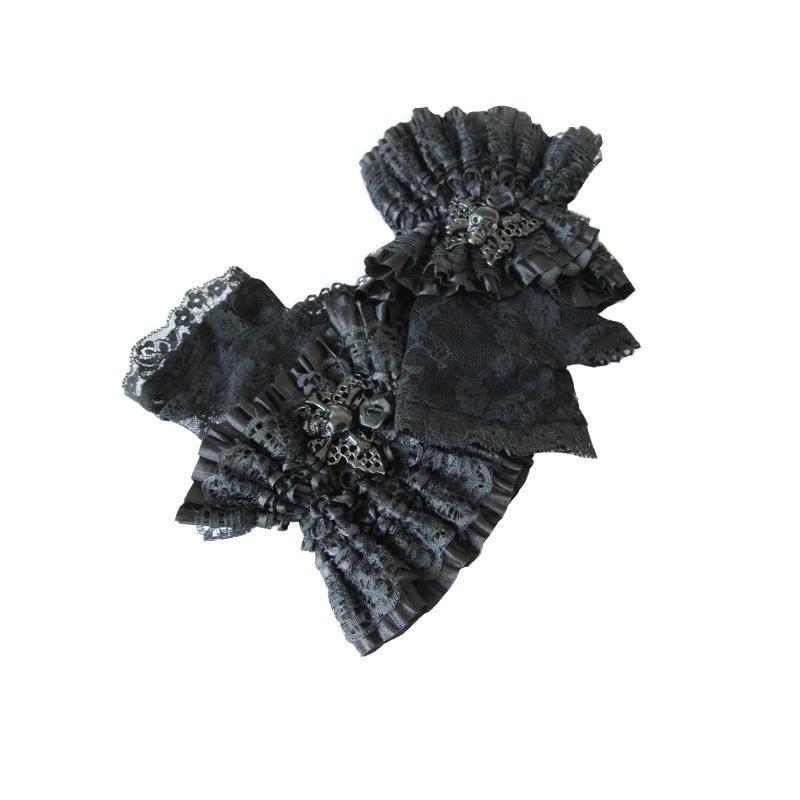 black fingerless gloves lace