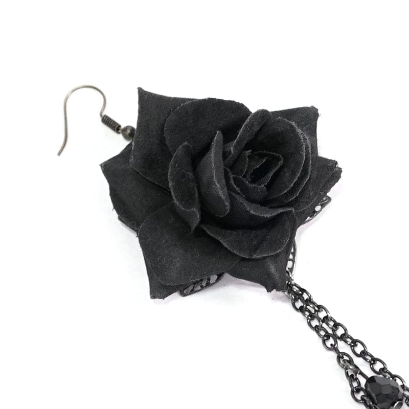 DEVIL FASHION Women's Gothic Black Rose Eearings