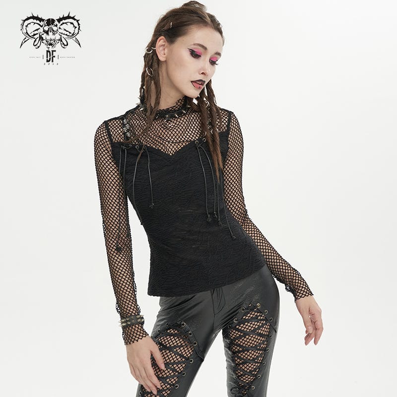 Women's Gothic Mesh Splice Chain Leggings – Punk Design