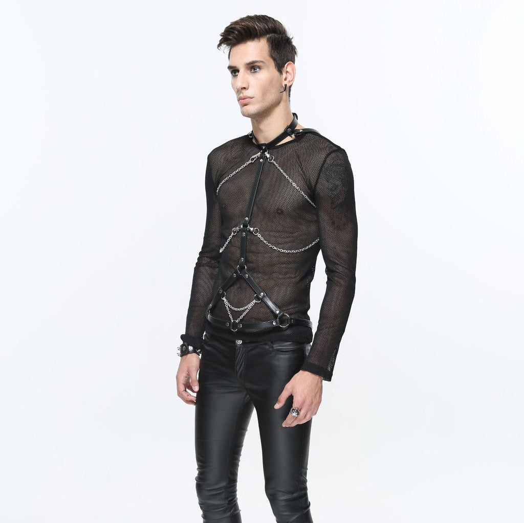 Men's Punk Halterneck Chained Faux Leather Body Chest Harness – Punk Design