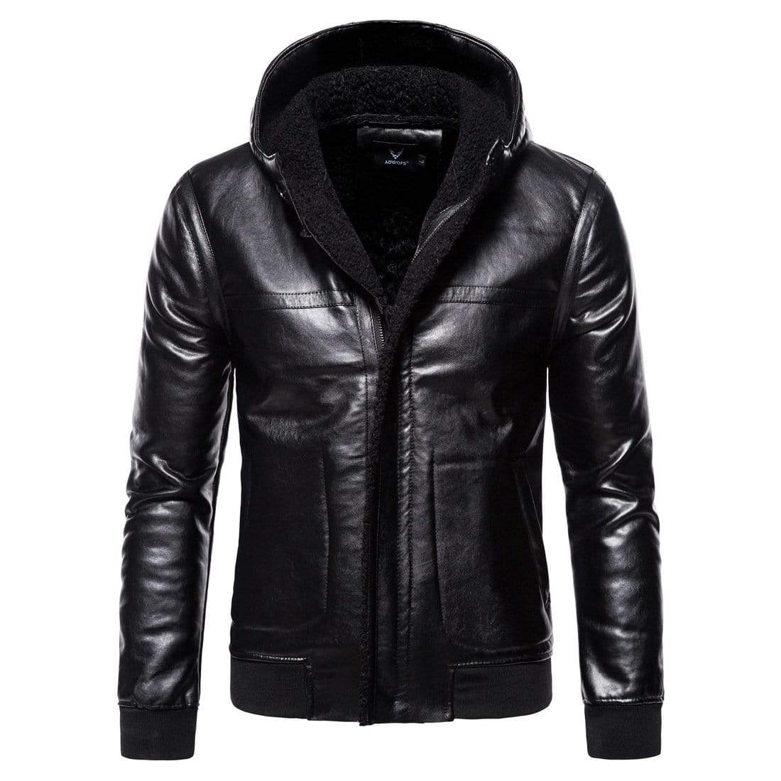 Men's Punk Wool-like Lapel Collar Faux Leather Jackets With Hood – Punk ...