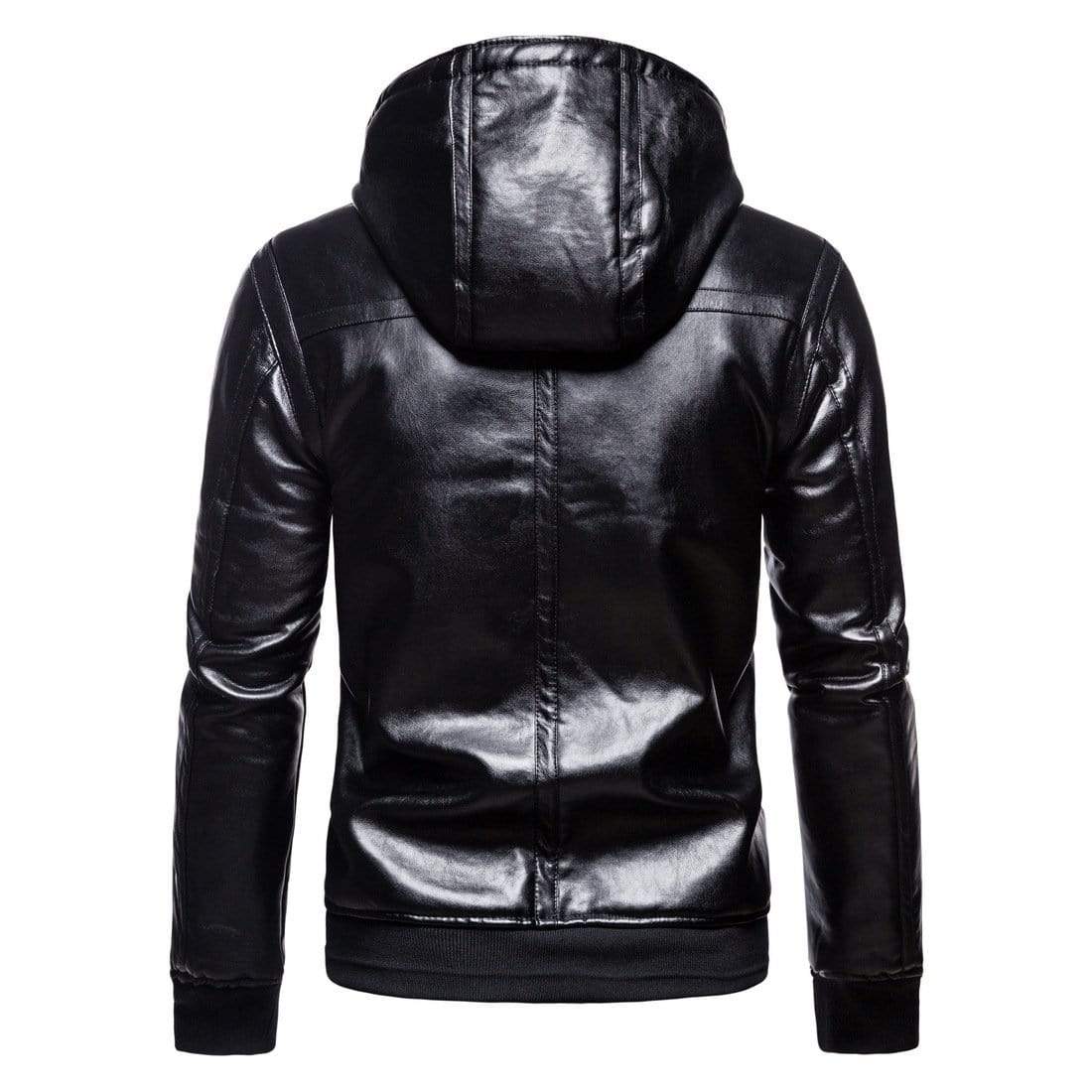 Men's Punk Wool-like Lapel Collar Faux Leather Jackets With Hood – Punk ...