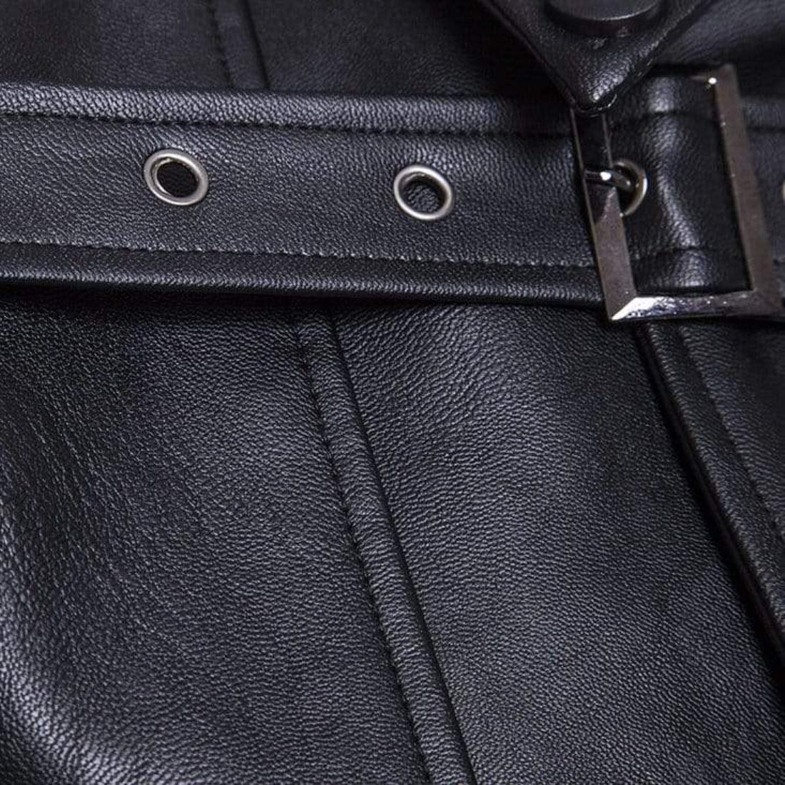 Men's Punk Zipper Side Lace Up Faux Leather Motorcycle Biker Jacket ...