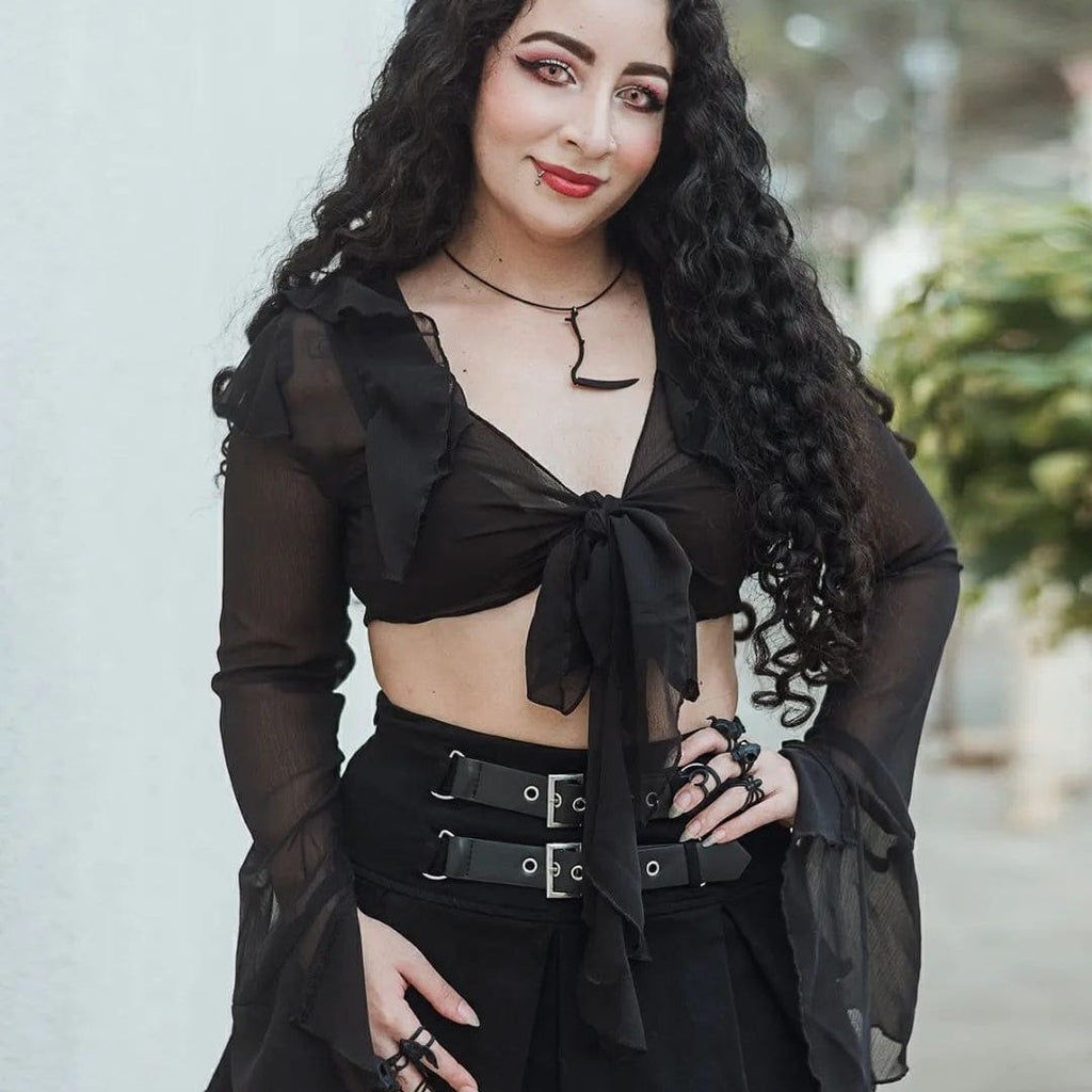 Women's Goth Cross Black Lace Crop Tops – Kawaiifashion