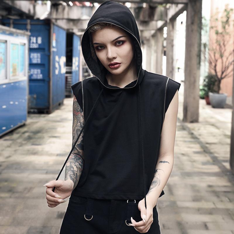 sleeveless hoodie female