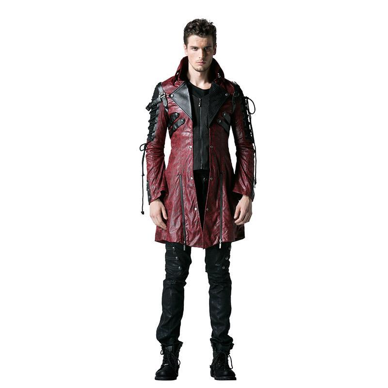 Women's Punk Studded Faux Leather Zipper Red Jacket – Punk Design