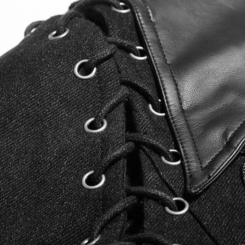 Men's Black Military Denim Jacket With Removable Sleeves – Punk Design