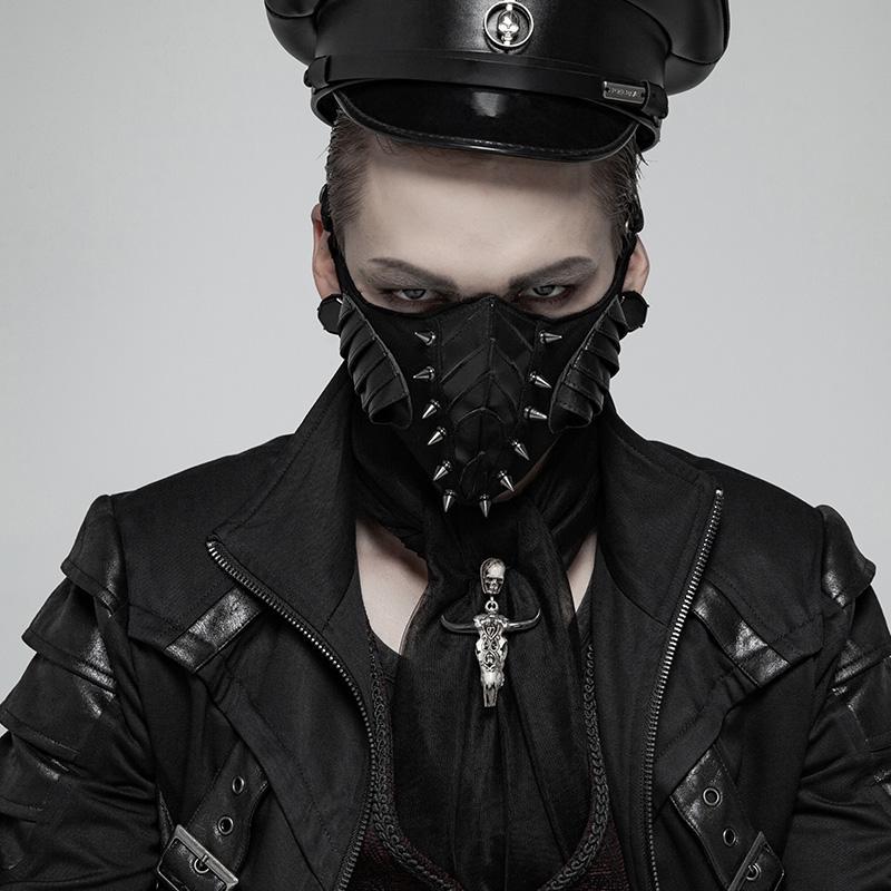 Men's Goth Faux Leather Rivets Mask