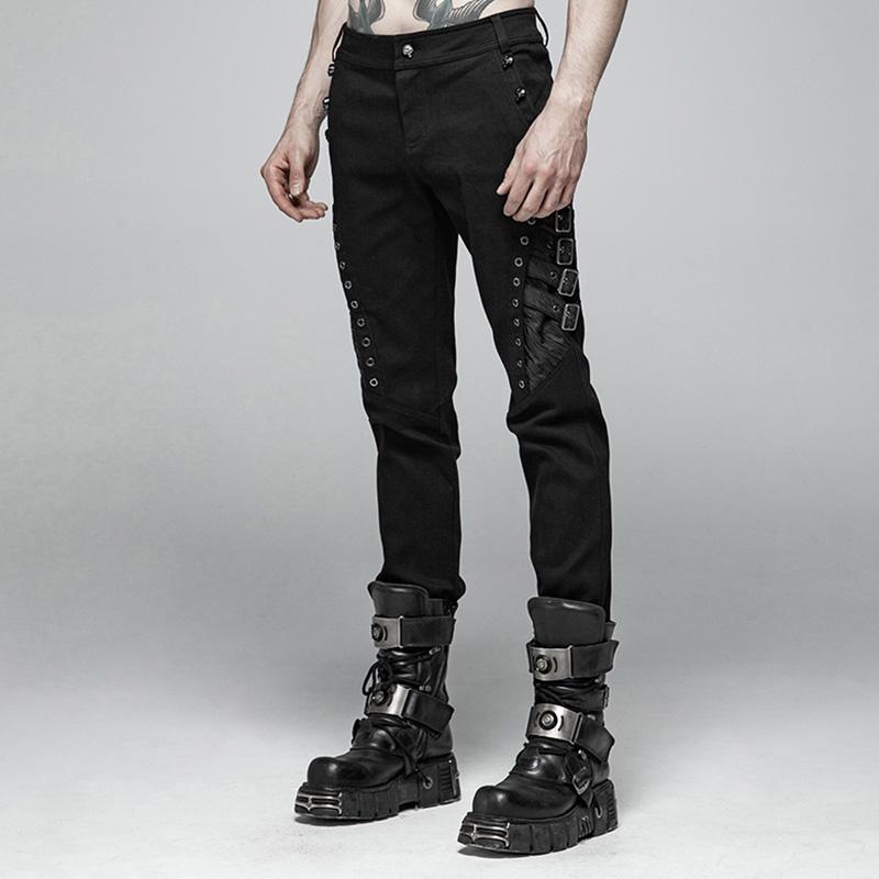 Men's Goth Straight-Leg Pants With Straps – Punk Design