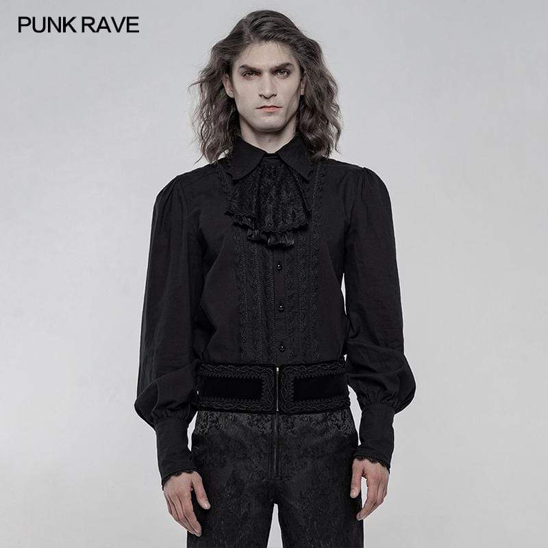 Men Punk Rave Steampunk Gothic V-neck open laced chest Mens T Shirt Top  clothing 