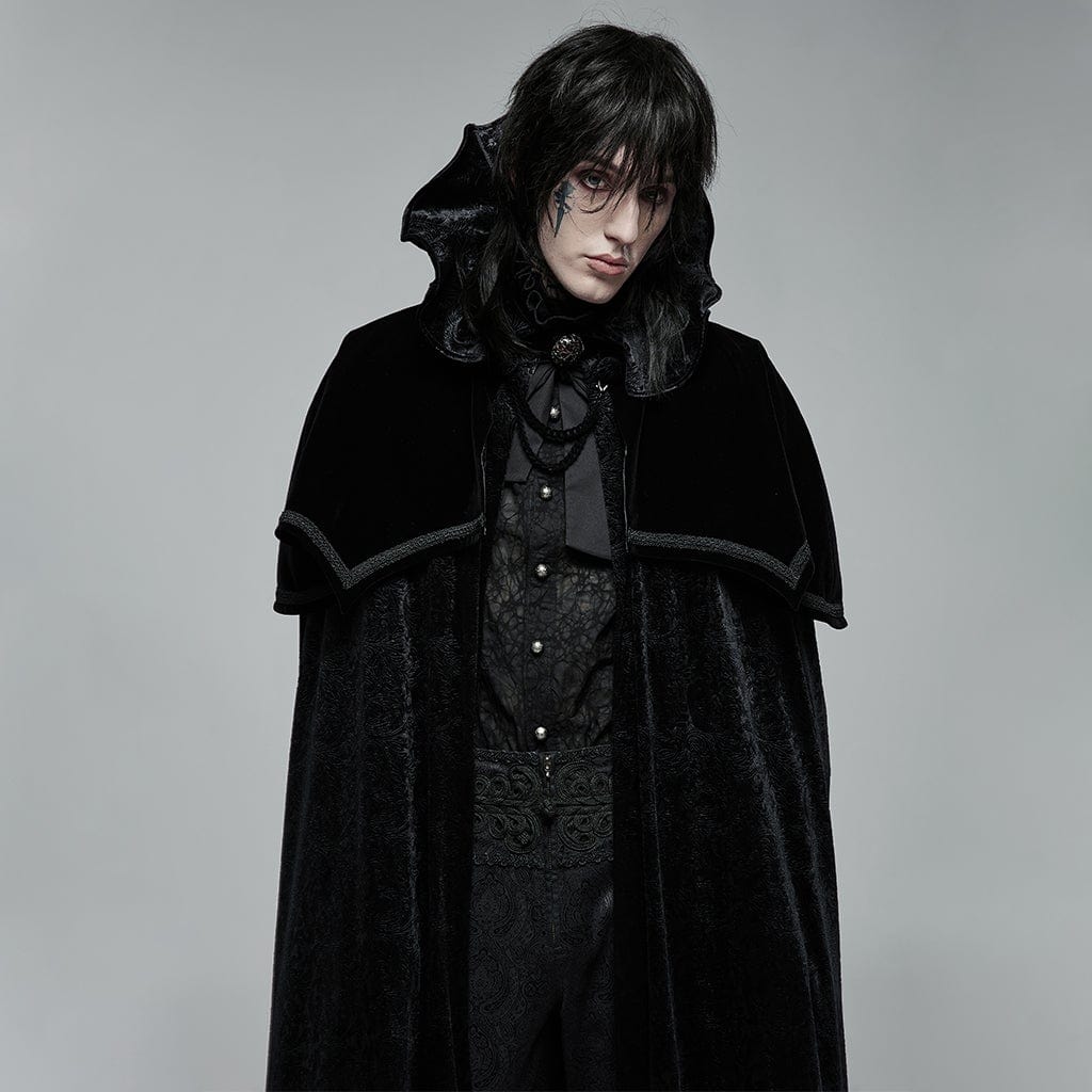 Men's Gothic Wizard Collar Velvet Cloak – Punk Design