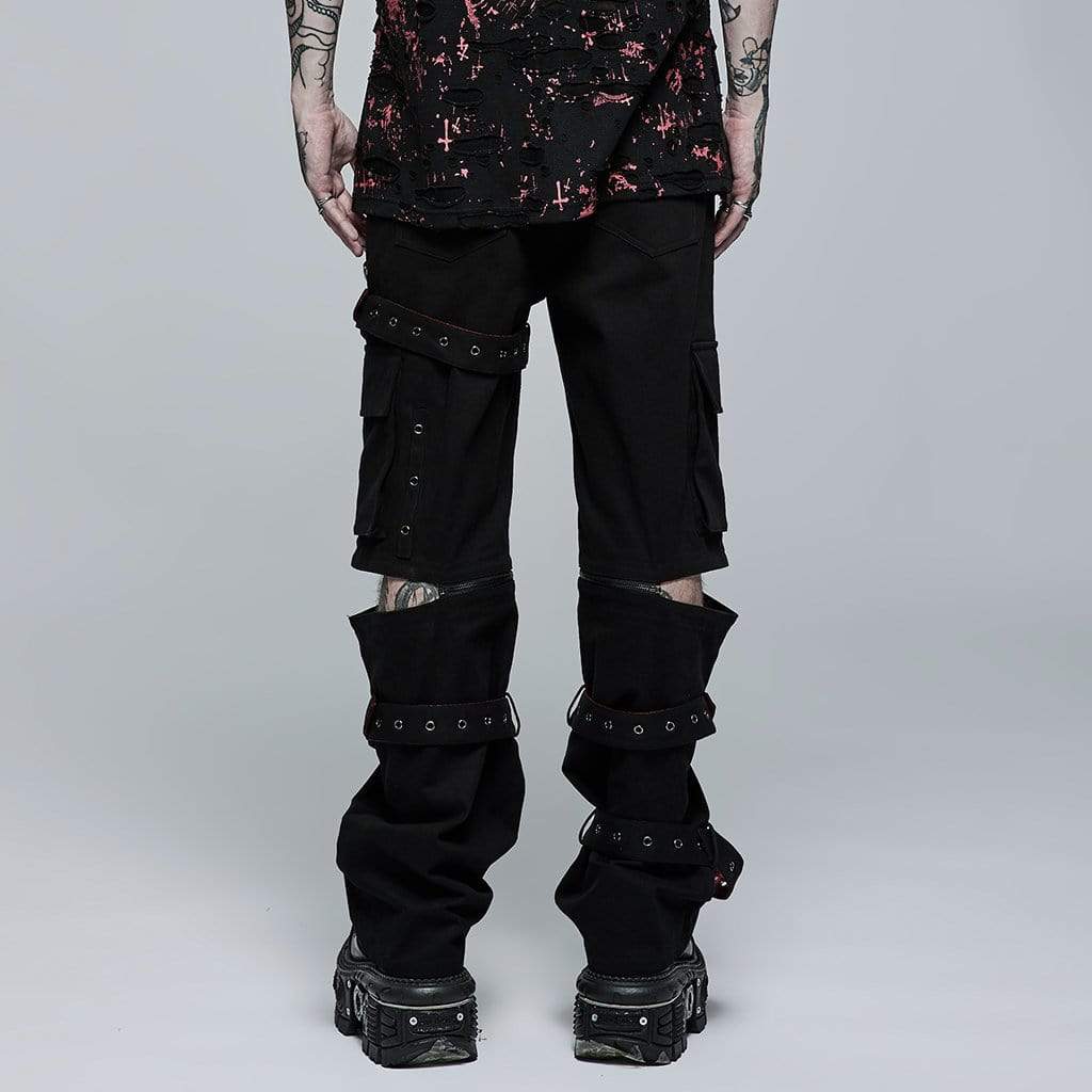 Men's Punk Multi-pocket Zipper Splice Straight Pants – Punk Design