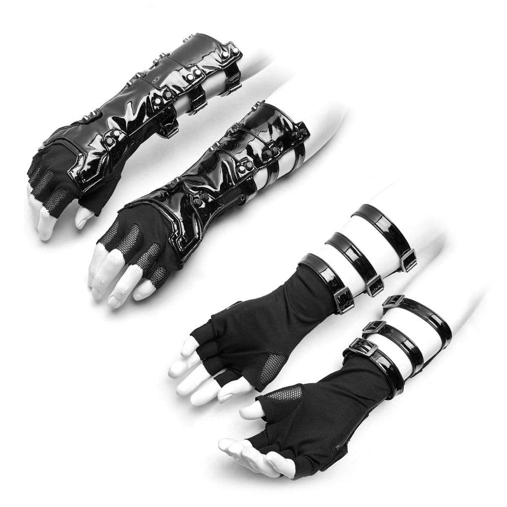 black and white long gloves