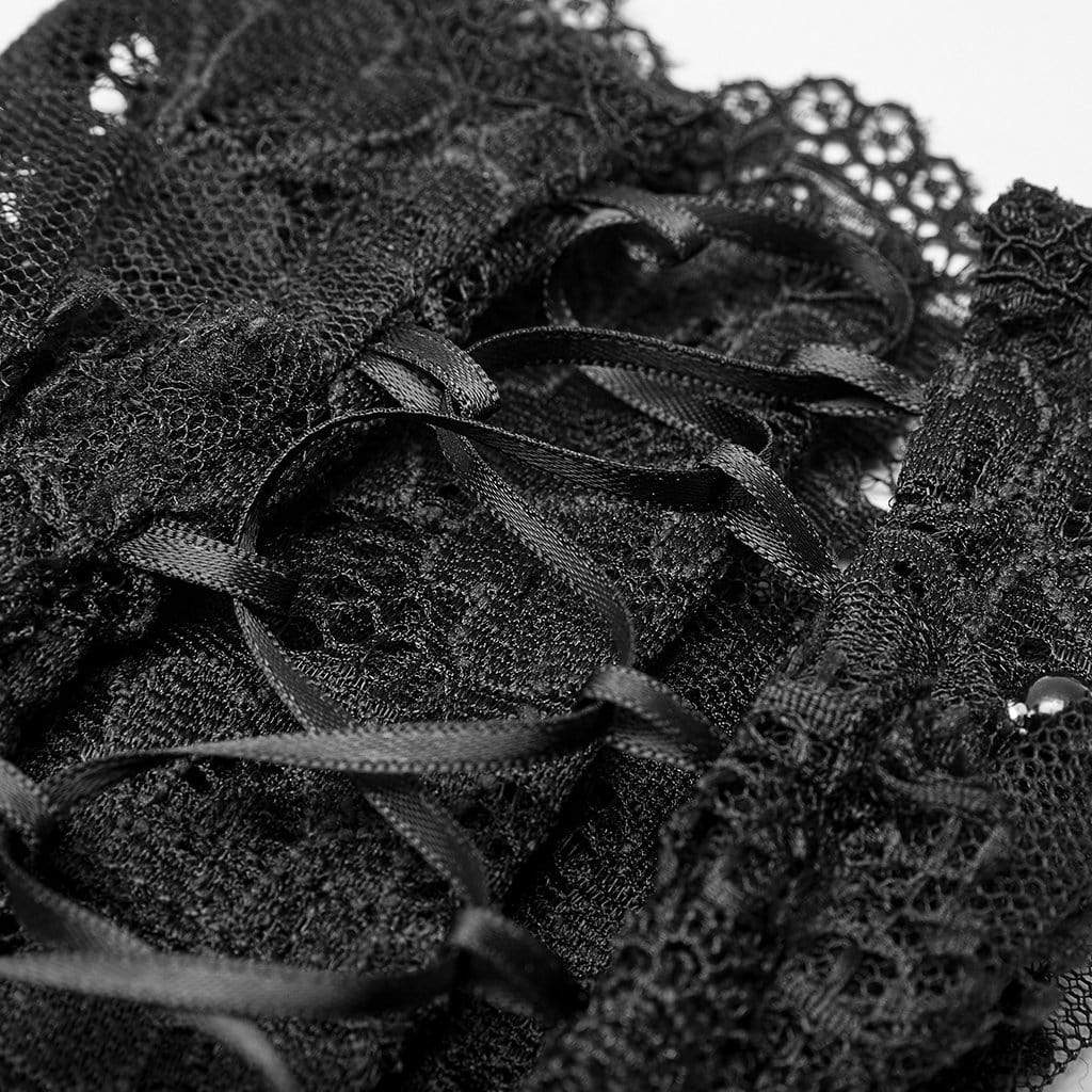 Women's Goth Gem Exaggerated Lace Gloves – Punk Design