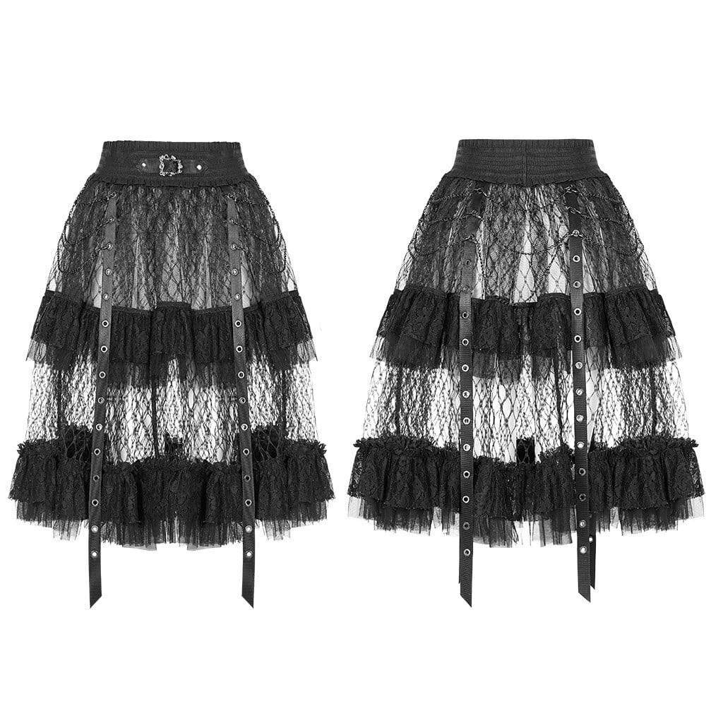 Women's Goth High-waisted Multilayered Mesh Skirts – Punk Design