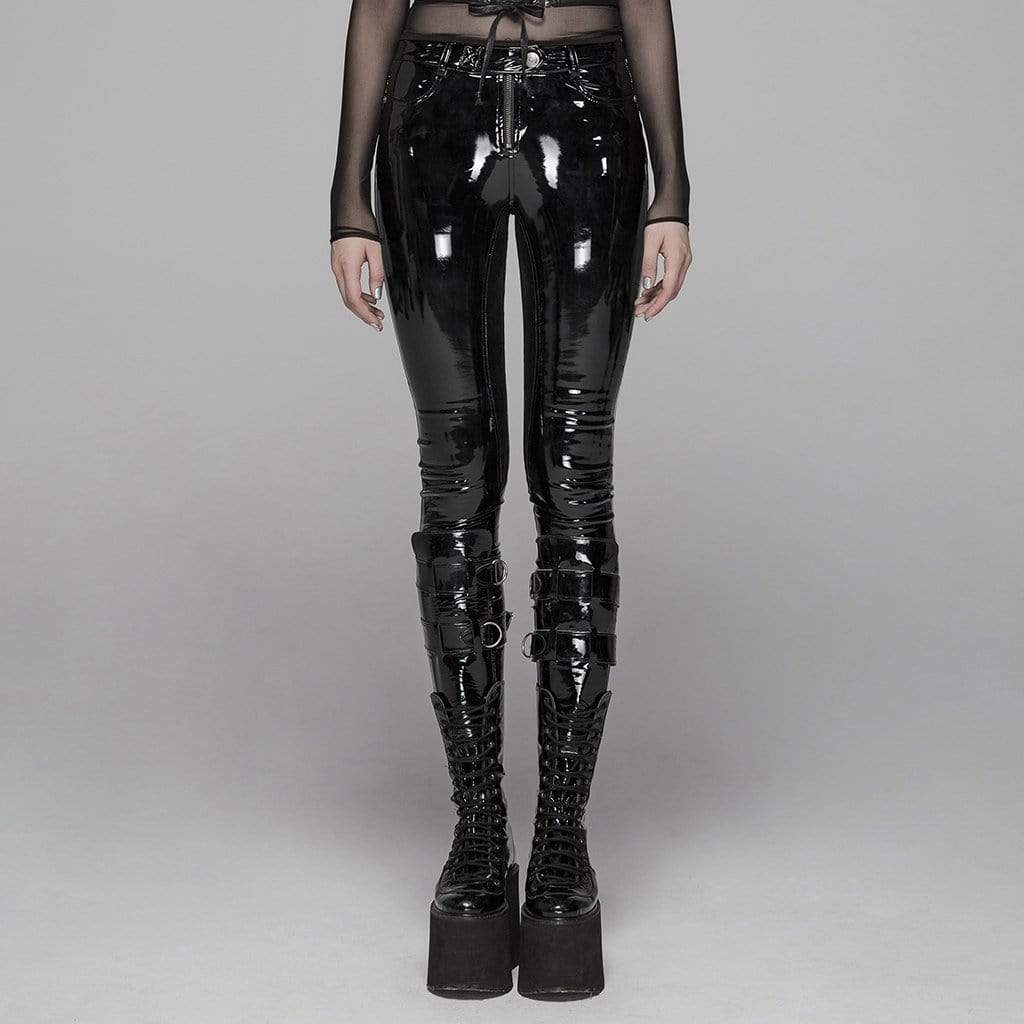 PUNK RAVE-Leggings femininas góticas diárias Hollow Out Applique