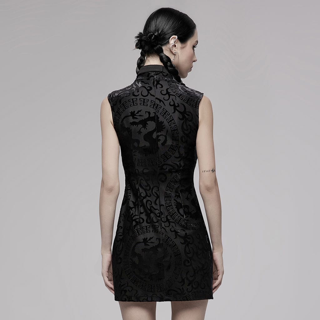 Women S Gothic Chinese Cheongsam Dress Punk Design