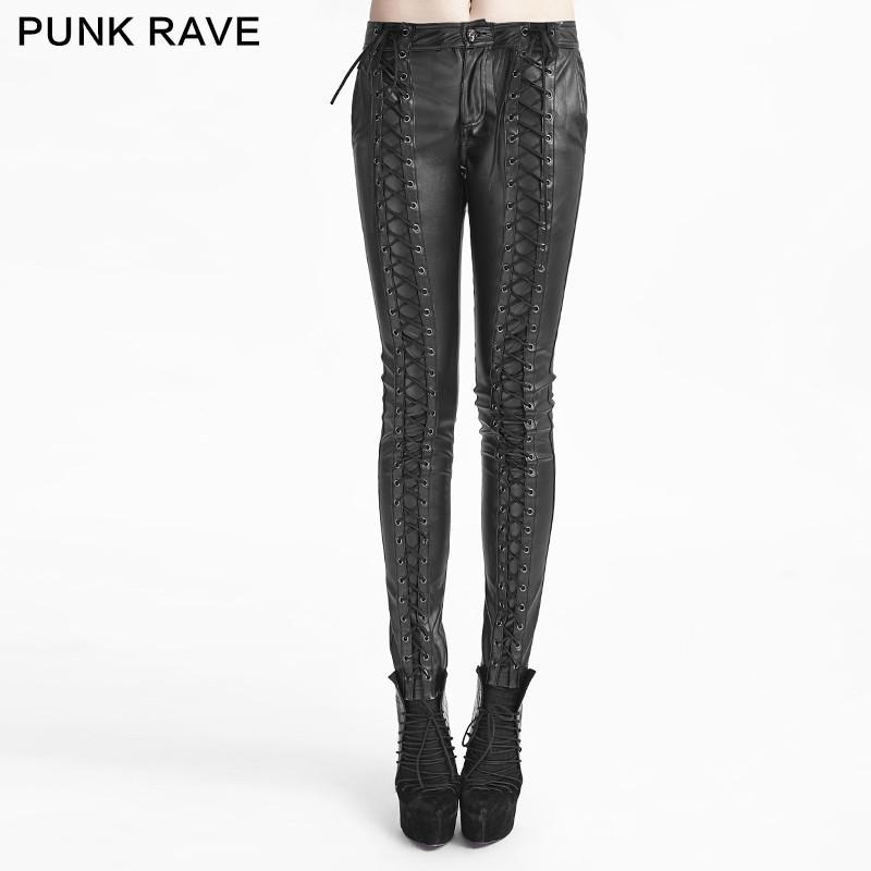 lace up faux leather pants