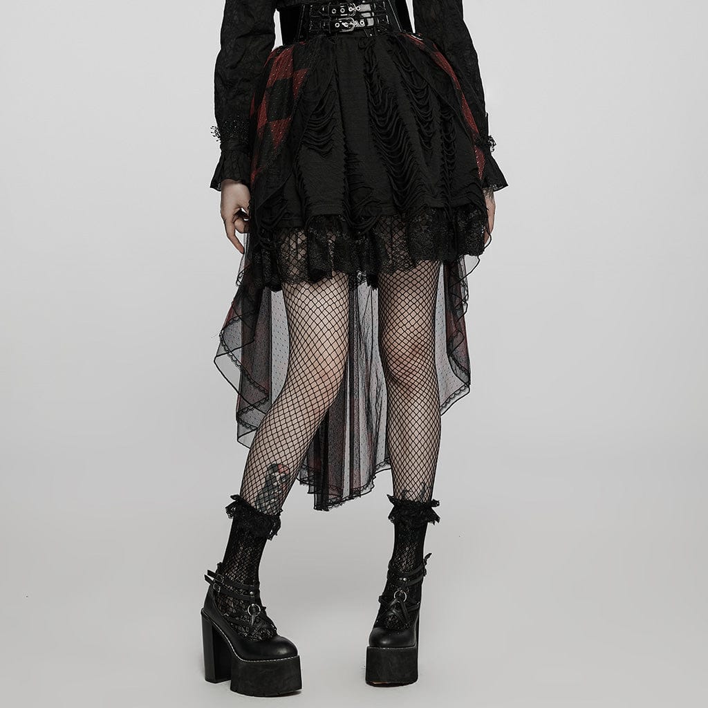 Women's Gothic Plaid Swallow Tail Overskirt – Punk Design
