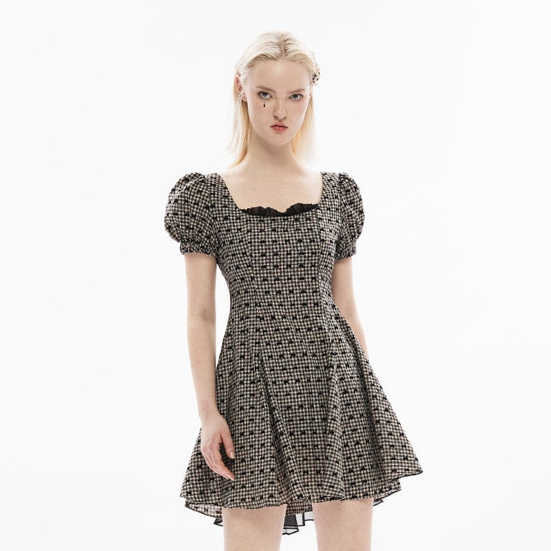 Women's Lolita Lace Hem Velvet Dress with Lace Collar – Punk Design