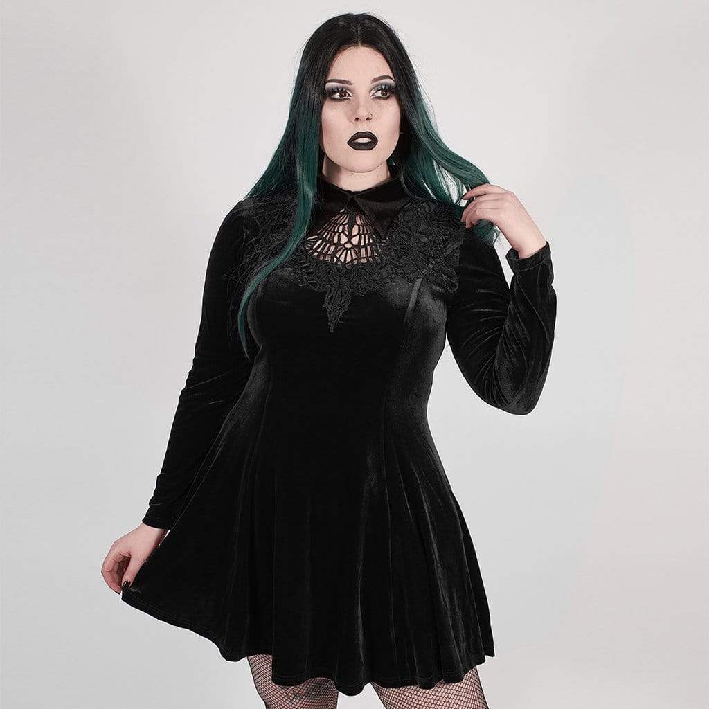 Punk Rave Women S Plus Size Gothic Black Velvet Short Collared Dress 28216188665971 1024x1024 ?v=1622198362