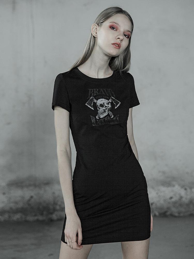 fitted black t shirt dress