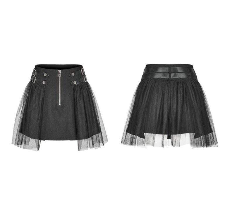 Women's Punk High-Waisted Black Skirt 