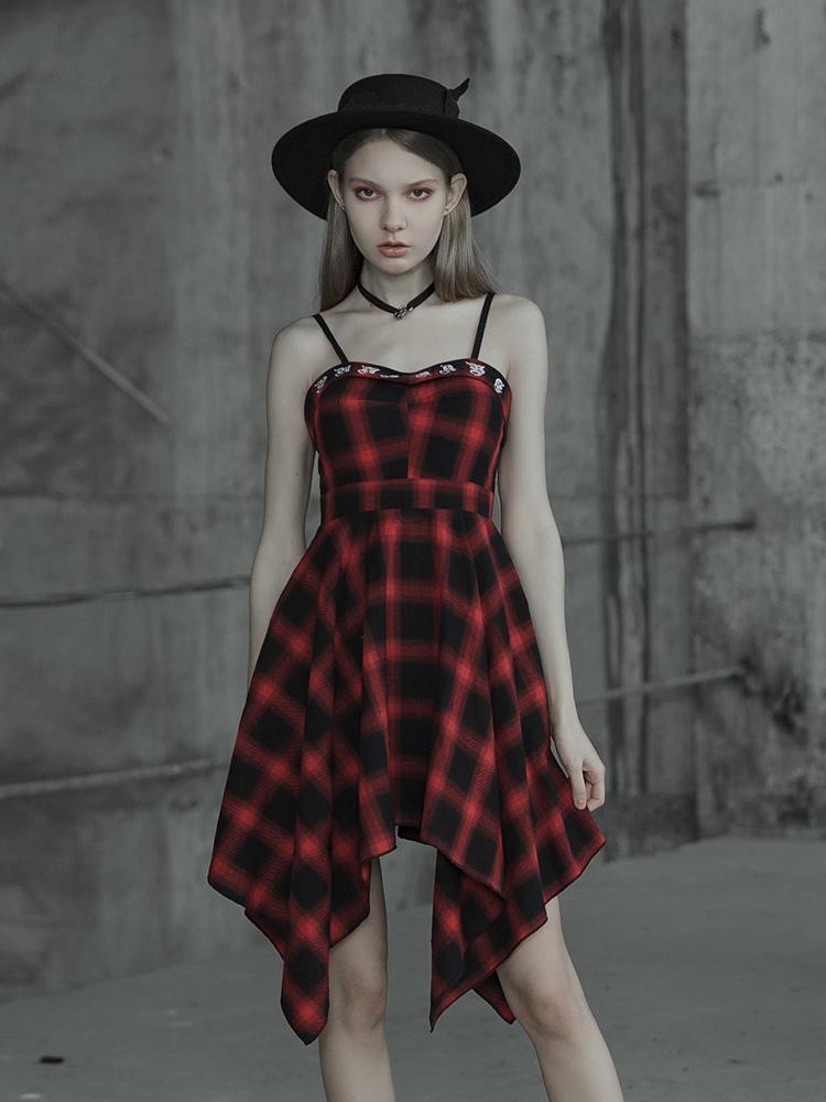 plaid strapless dress