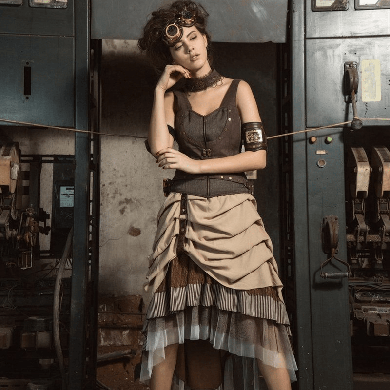 Multilayered Steampunk Ruched Skirt – Punk Design