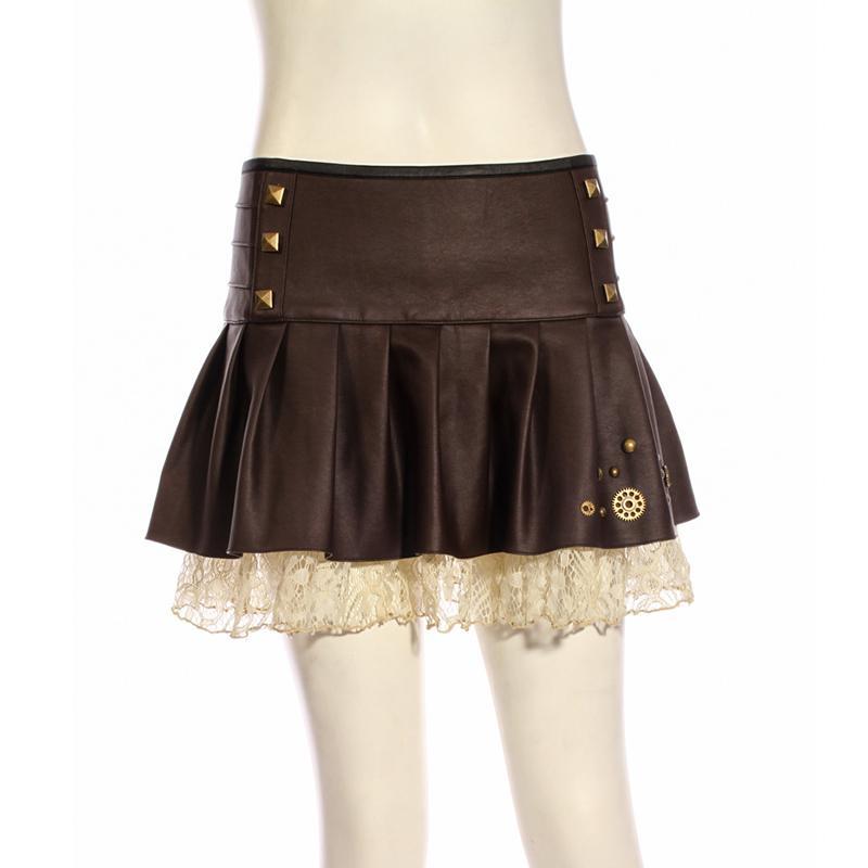 Women's Short Lace Underlay Steampunk Skirt