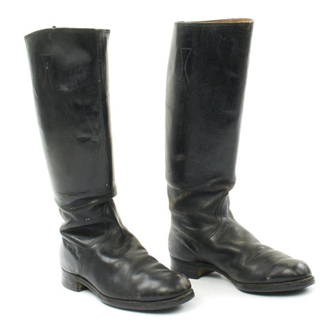 Original German WWII Tall Black Leather Jackboots - Size 10 ...