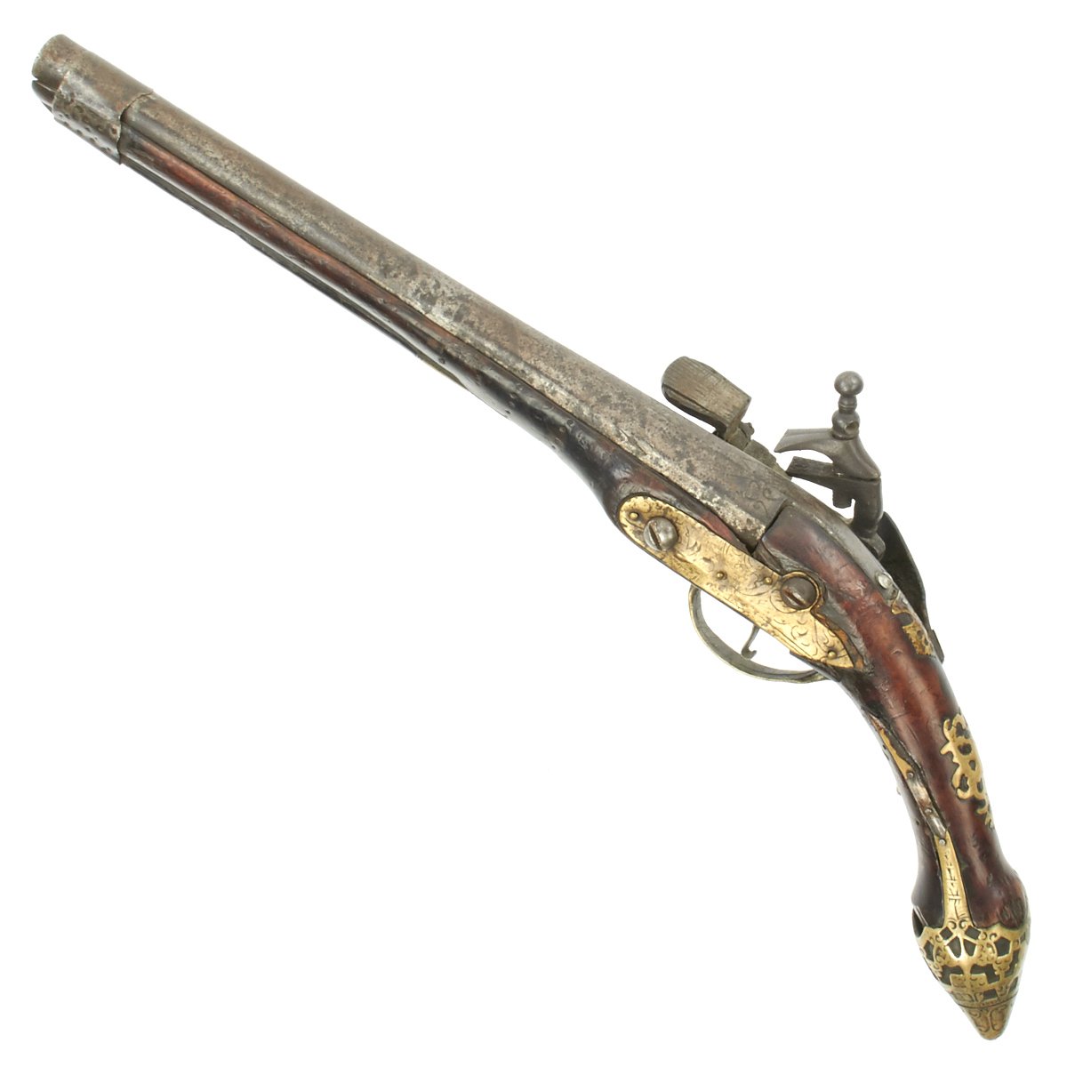 Original 18th Century Balkan Miquelet Lock Rat Tail Pistol with Leathe ...