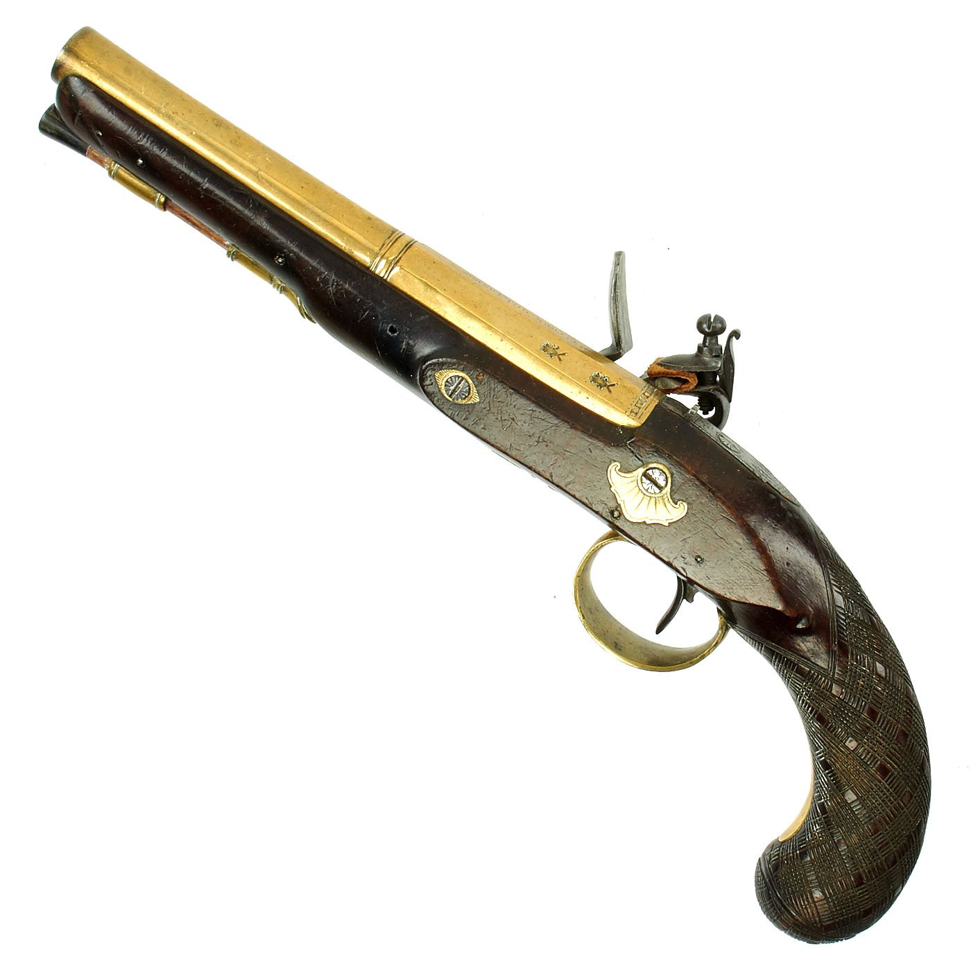 Original British Revolutionary War Era Brass Barrel Flintlock Pistol b ...
