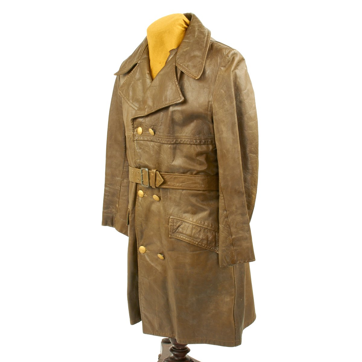 Original German WWII Political Officer Brown Leather Greatcoat - Size ...