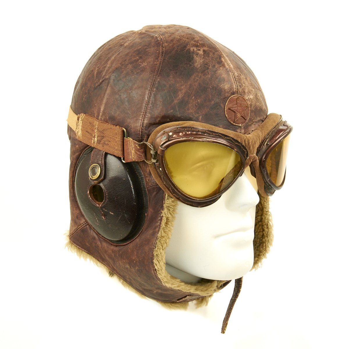 Original Japanese WWII Winter Flying Helmet with Pilot Goggles ...