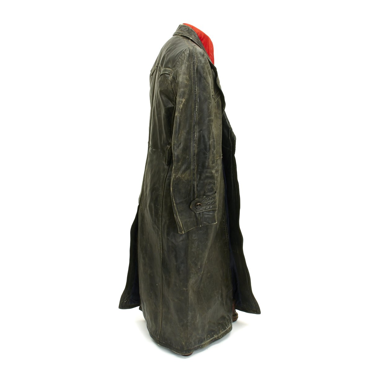 Original German WWII Officer Black Leather Greatcoat - Size 40 ...