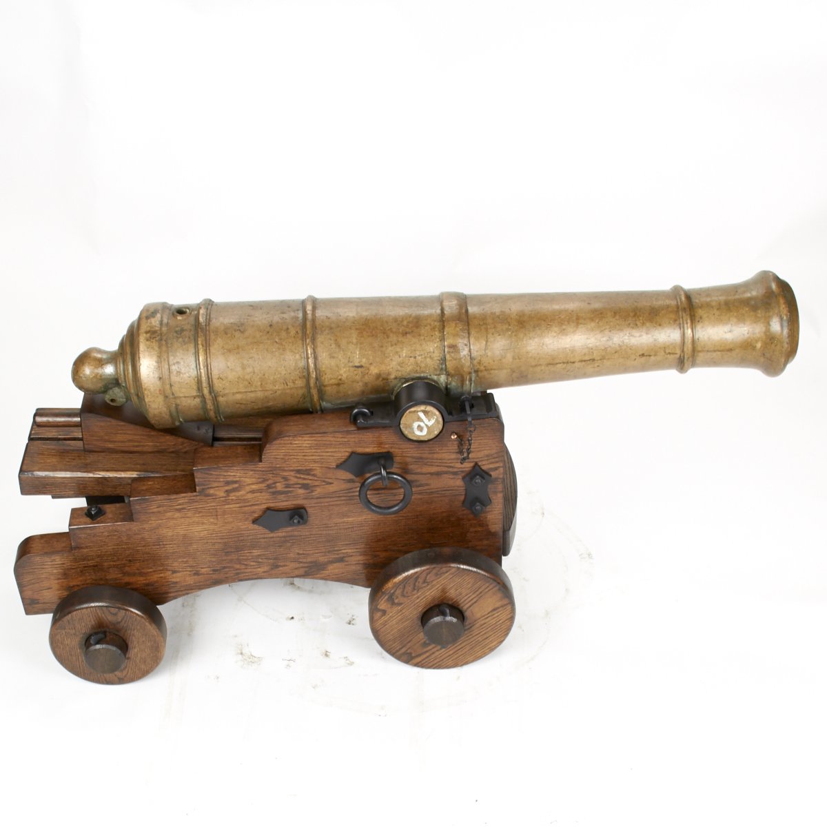 Original 18th Century 6 Pounder Saker Bronze Cannon With Oak Naval Carriage International 