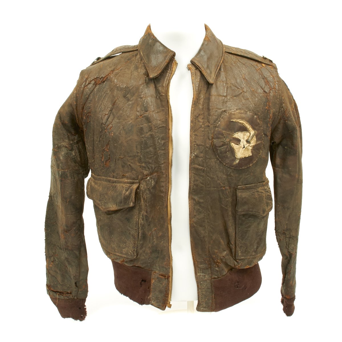 Original U S Wwii Army Air Force Type Leather Flight Jacket With S International Military Antiques