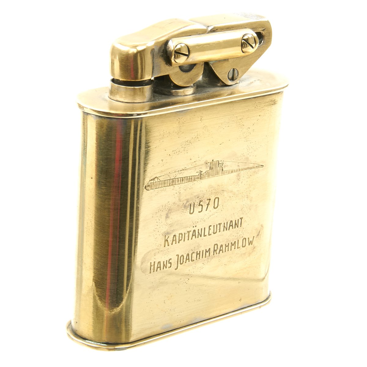 Original German WWII Kriegsmarine Large Brass Cigarette Lighter Presen ...