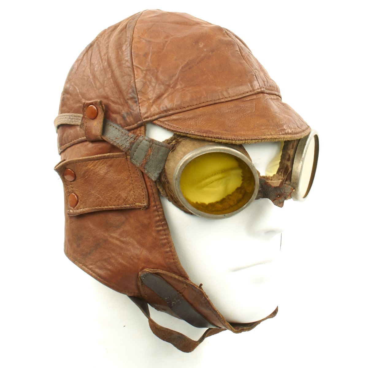 Ww2 Raf Pilots Leather Flying Helmet By Miltec Small 56cm In Brown
