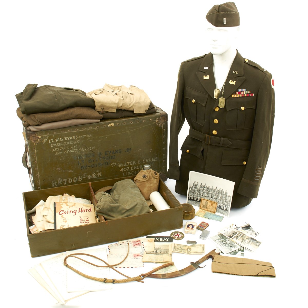 Original U.S. WWII 27th Engineer Battalion Combat Airborne Officer Gro ...