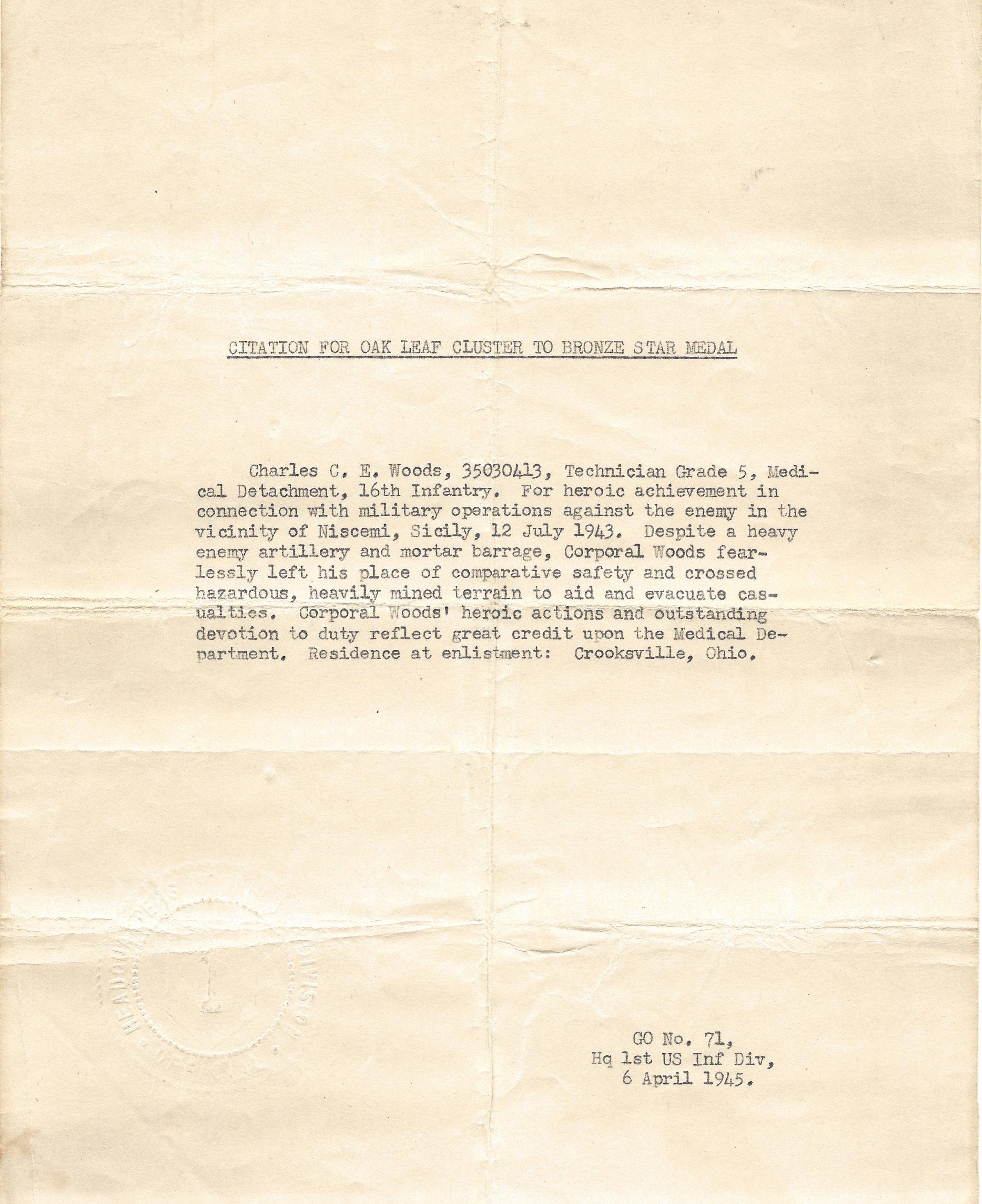 Original U S Wwii D Day 16th Infantry Regiment Medic Silver Star And Bronze Star With Citations International Military Antiques - brawl star citation