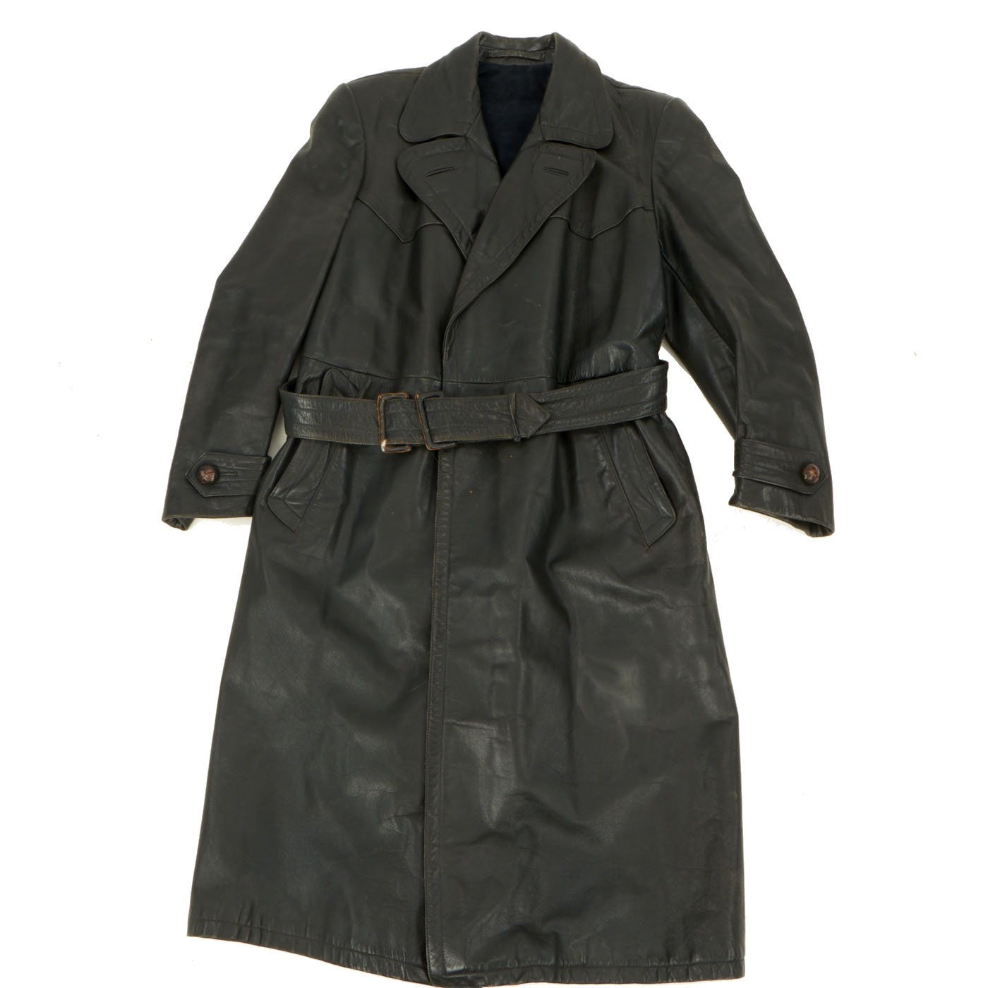 Original German WWII Officer Black Leather Greatcoat – International ...