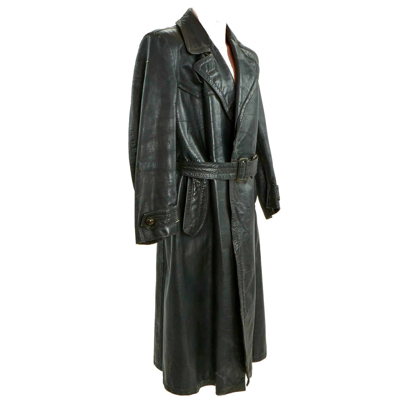 Original German WWII Officer Black Leather Greatcoat by Striwa ...