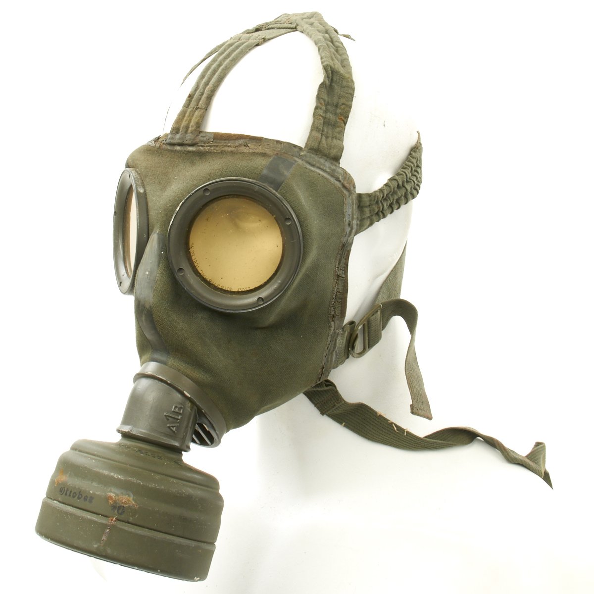 Original German WWII Named M30 1st Model Gas Mask with Filter and Can ...