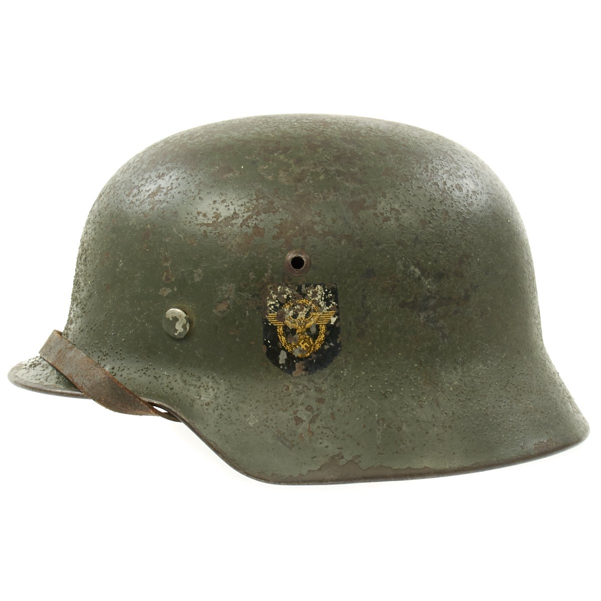 Original German WWII M35 Double Decal Police Combat Helmet - Stamped ...