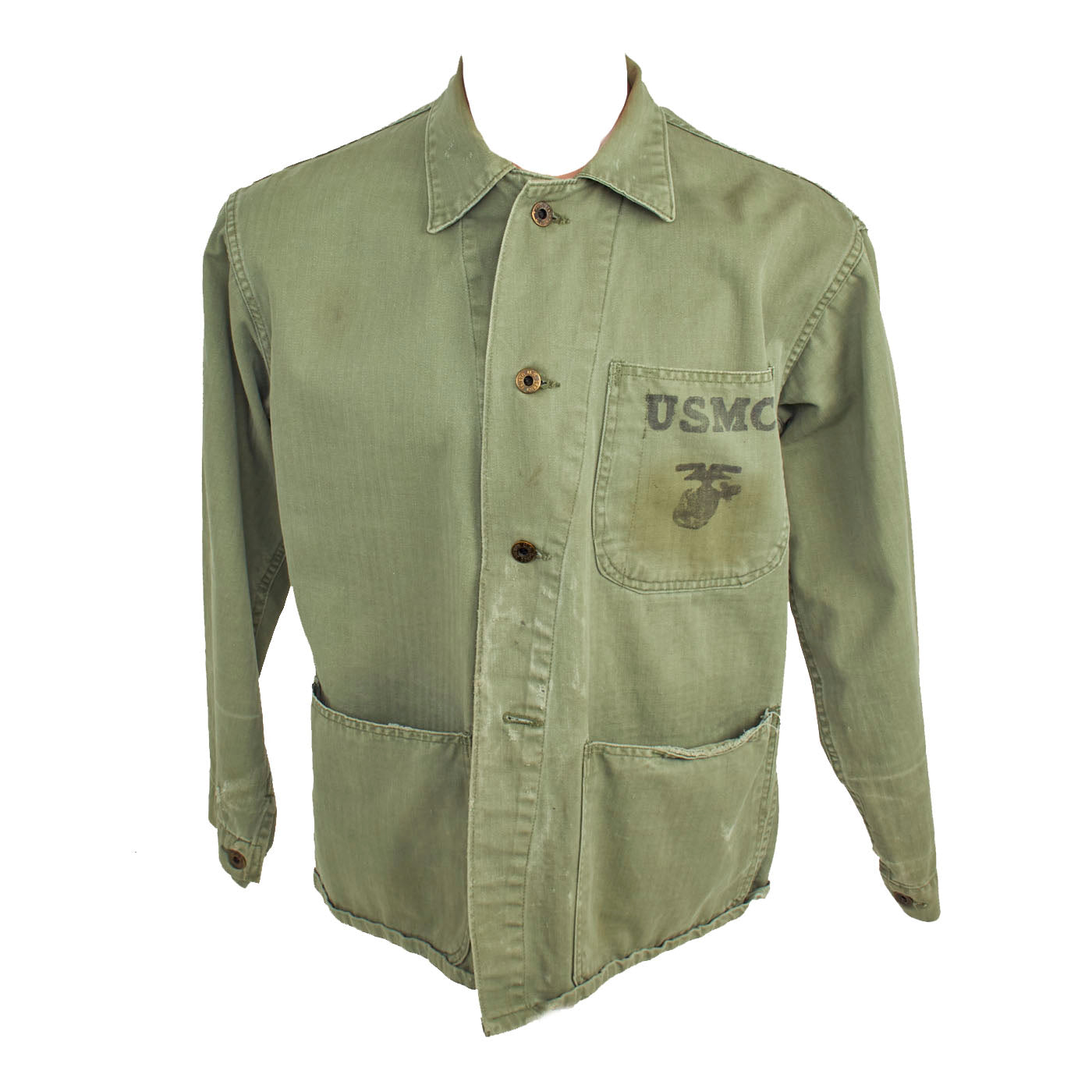 Original U.S. WWII USMC HBT Herringbone Twill P41 Combat Jacket