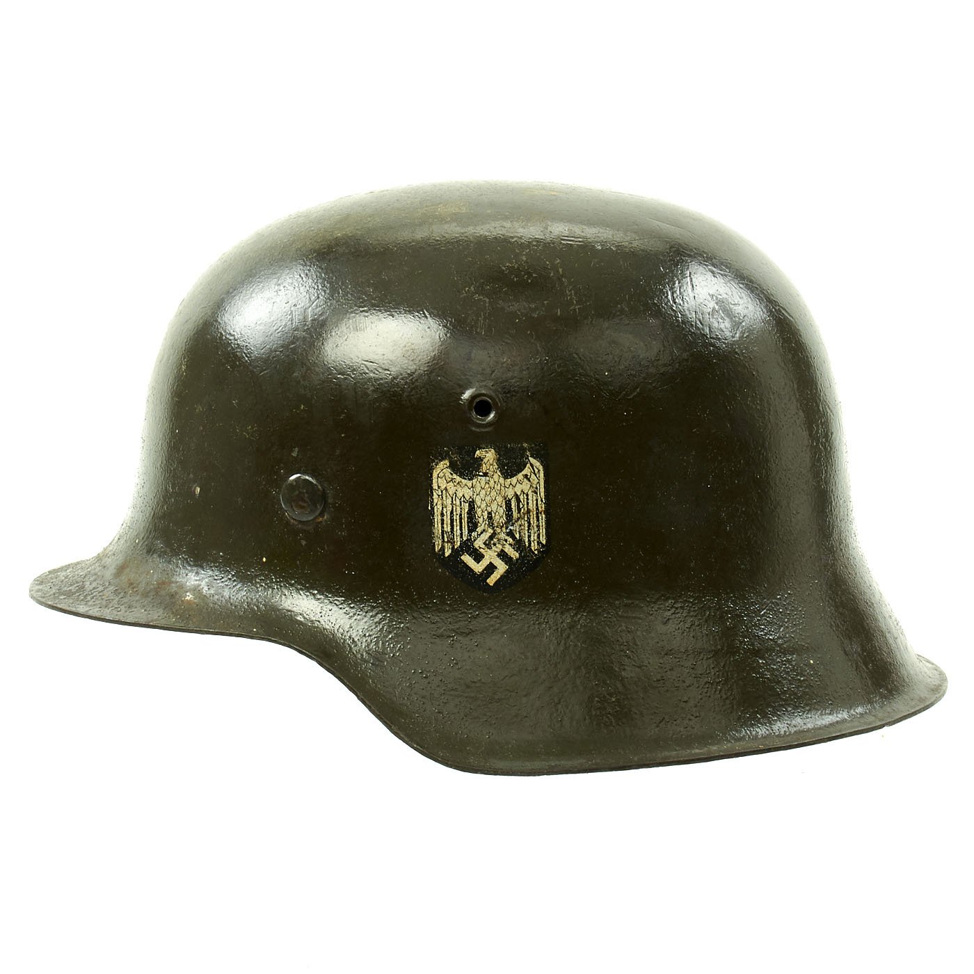 Original German Wwii M42 Single Decal Army Heer Helmet With Size 56 Li International Military Antiques