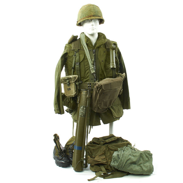 Original U.S. Vietnam War Infantryman Fatigue Uniform and M-56 Gear Se ...